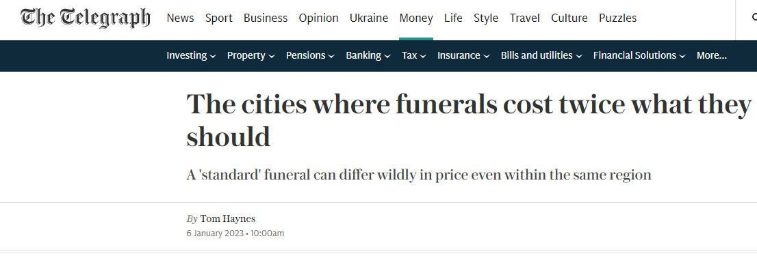 Rebecca Peach, our CEO, in The Telegraph on funeral prices lottery